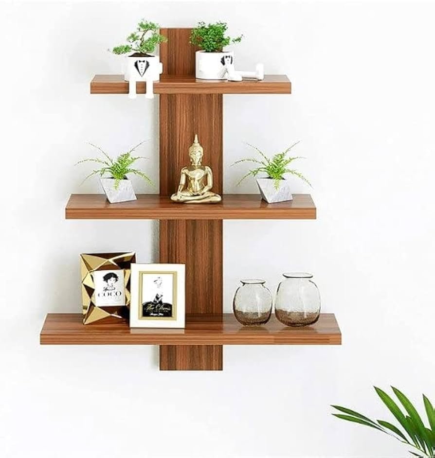 Teak Three-Tier Wall Shelf